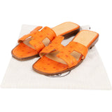 Hermès Orange Exotic Leather Ostrich Oran Sandal Sandals (36)