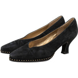 Yves Saint Laurent Black Leather Suede Studded Pumps (34)