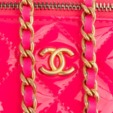 Chanel Pink Quilted Patent Leather Small Vanity Case Crossbody Bag