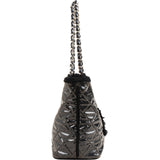 Chanel Patent Leather Fringed CC Large Shopping Tote Shoulder Bag
