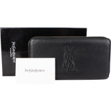 Yves Saint Laurent Black Leather Embossed Zip Around Wallet