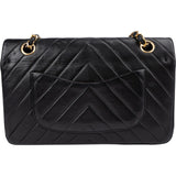 Chanel Quilted Lambskin Chevron Medium 24K Gold Double Flap Shoulder Bag