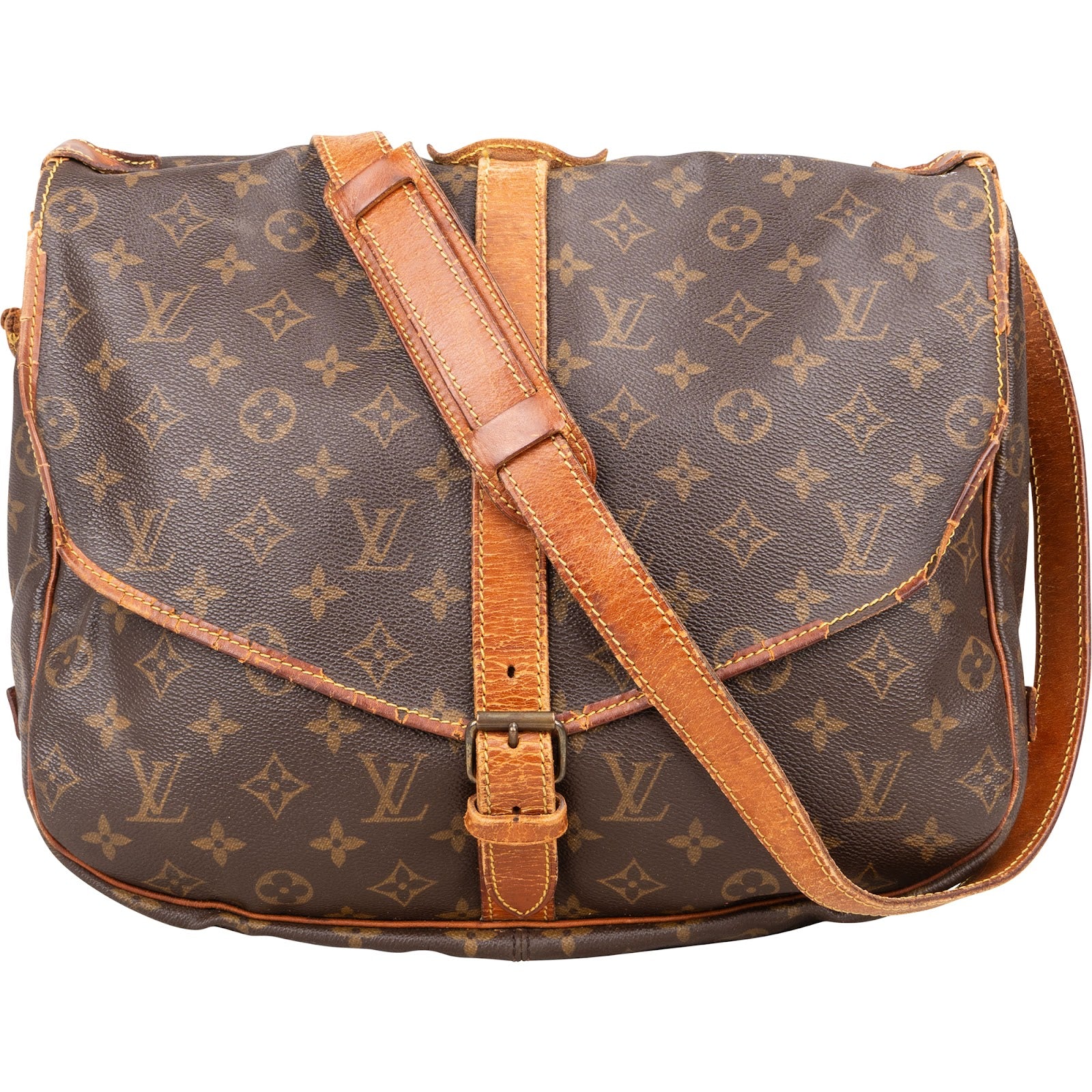 [🔄️B09 / F26] Louis Vuitton Monogram Canvas Saumur 30 Crossbody Bag - vintageandkickz