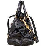 Miu Miu Black Vitello Lux Leather City Handbag