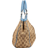 Gucci Monogram GG Canvas Blue Leather Sukey Handbag