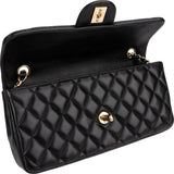 Chanel Quilted Lambskin East West Single Flap Shoulder Bag