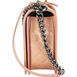 Chanel Quilted Patent Leather  Boy Single Flap Crossbody Bag