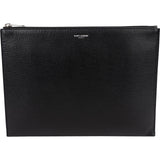 Saint Laurent Grained Leather Leather Clutch