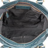 Balenciaga Petrol Leather City Handbag