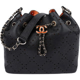 Chanel Perforated Caviar Leather Drawstring Bucket Shoulder Bag