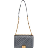 Chanel Quilted Metallic Lambskin Large Boy New Medium Crossbody Bag