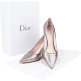 Dior Silver Leather Metallic Cannage Pointed Toe Pumps (39)