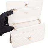 Chanel Wuilted Caviar Leather Jeweled CC Wallet On Chain Crossbody Bag