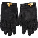 Hermès Black Leather Kelly Gloves Handschuhe