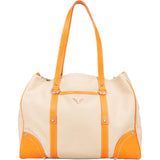 Prada Canvas and Leather Studded Shoulder Bag