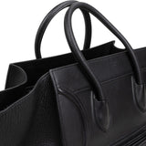 Céline Black Drummed Calfskin Phantom Handbag