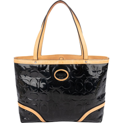 Coach Monogram Patent Leather Signature Embossed Handbag