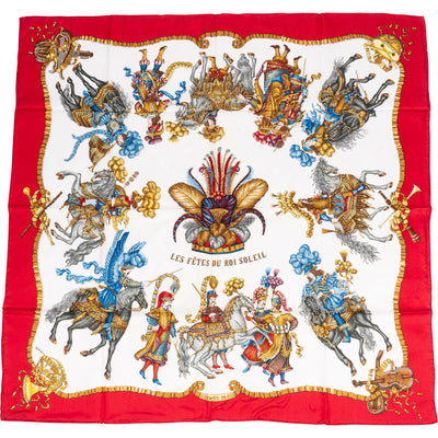 Hermès Les Fêtes du Roi Soleil Silk Carre 90 Scarf Tuch