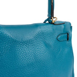 Hermès Bleu Izmir Clemence Leather Kelly 32 Handbag