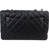 Chanel Quilted Caviar Leather Palladium Jumbo Single Flap Crossbody Bag