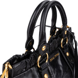 Miu Miu Vitello Lux Leather Gathered Tote Handbag