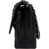 Chanel Quilted Caviar Leather Palladium Jumbo Double Flap Crossbody Bag