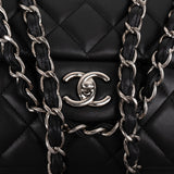 Chanel Quilted Lambskin Palladium Maxi Single Flap Crossbody Bag