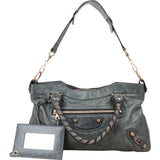 Balenciaga Dark Green Leather Classic City Handbag