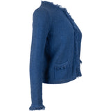 Prada Blue Frayed Trim Cotton Cropped Jacket (IT 40)
