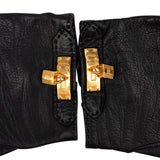 Hermès Black Leather Kelly Gloves Handschuhe
