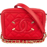 Chanel Quilted Caviar Leather Small Filigree Vanity Case Crossbody - vintageandkickz