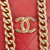 Chanel Red Quilted Lambskin Top Handle Vanity Case Crossbody Bag
