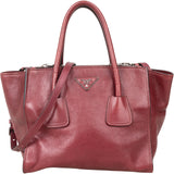 Prada Glace Calf Leather Twin Pocket Shopper Handbag