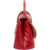 Chanel Quilted Calfskin Chevron Coco Handle Single Flap Handbag