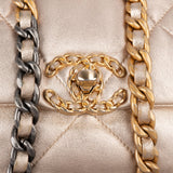 Chanel 19 Quilted Metallic Lambskin Chanel Single Flap Crossbody Bag