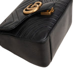 Gucci Black Leather GG Marmont Small Top Handle Handbag