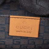 Gucci Canvas Leather Half Moon Woven Handle Shoulder Bag