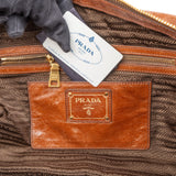 Prada Brown Vitello Leather Antic Bauletto Bag Handbag