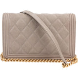 Chanel Quilted Caviar Leather Boy Wallet On Chain Crossbody Bag