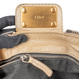 Chloé Beige Metallic Leather Studded Paddington Shoulder Bag