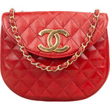 Chanel Quilted Lambskin Half Moon Single Flap Crossbody Bag