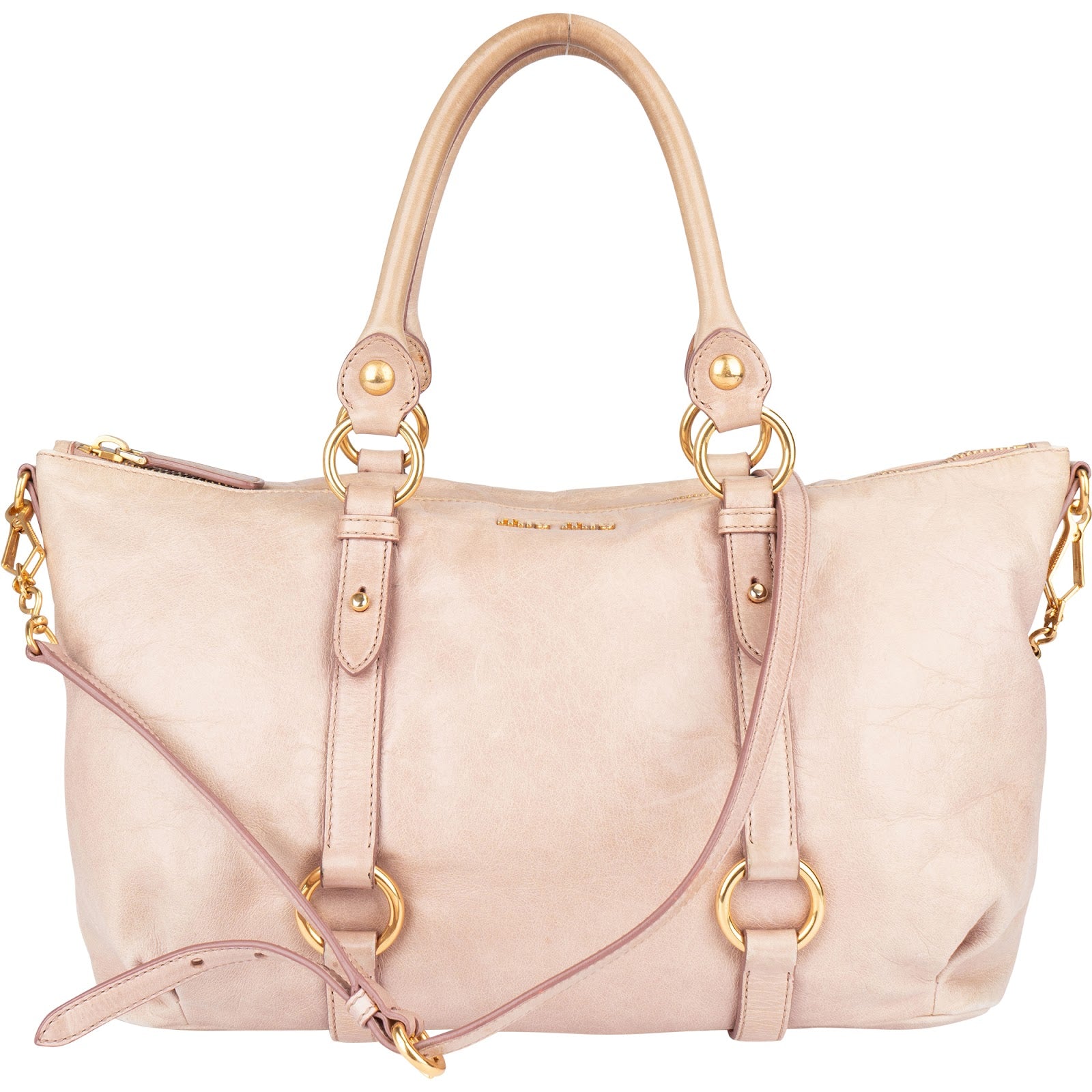 Miu Miu Vitello Lux Satchel City Handbag - vintageandkickz