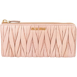 Miu Miu Matelassé Nappa Leather Horizontal Zip Around Wallet