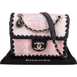 Chanel Tweed & Braided Leather Single Flap Crossbody Bag