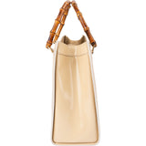 Gucci Beige Patent Leather Bamboo Tote Handbag