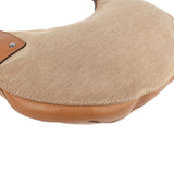 Gucci Canvas Leather Half Moon Woven Handle Shoulder Bag