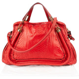 Chloé Red Python Leather Paraty Shoulder Bag