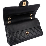 Chanel Quilted Caviar Leather Gold Small Double Flap Shoulder Bag