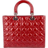 Christian Dior Quilted Patent Leather Lady Dior Handbag - vintageandkickz