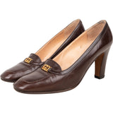 Gucci Brown Leather Vintage GG Loafer Pumps (36,5)